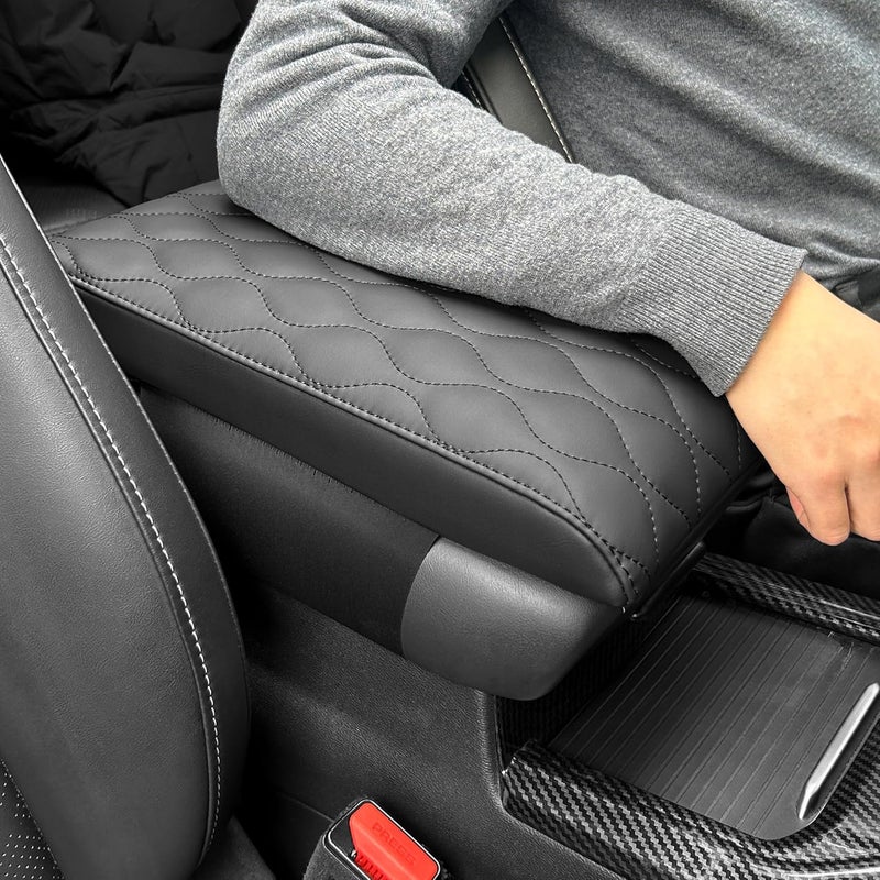 POKSRI Car Center Console Cover/pad PU Leather,Universal Armrest mat, Adjust Driving Posture Cushion,Protector Box,Memory Foam,Relieves Shoulder/arm Fatigue,Boosting Driving Safety - Image 4